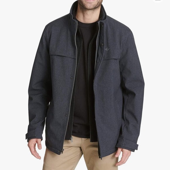 Dockers Men's Soft Shell Stand Collar Zip Front Jacket W/ Attached Fleece Bib - Picture 14 of 16
